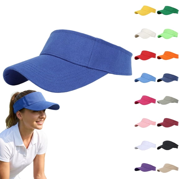 Visor Hats for Women Sports Sun Visor Hat Lightweight Soft Wide Brim UV Protection Breathable Adjustable Cap for Golf Beach Running Tennis Outdoor,White