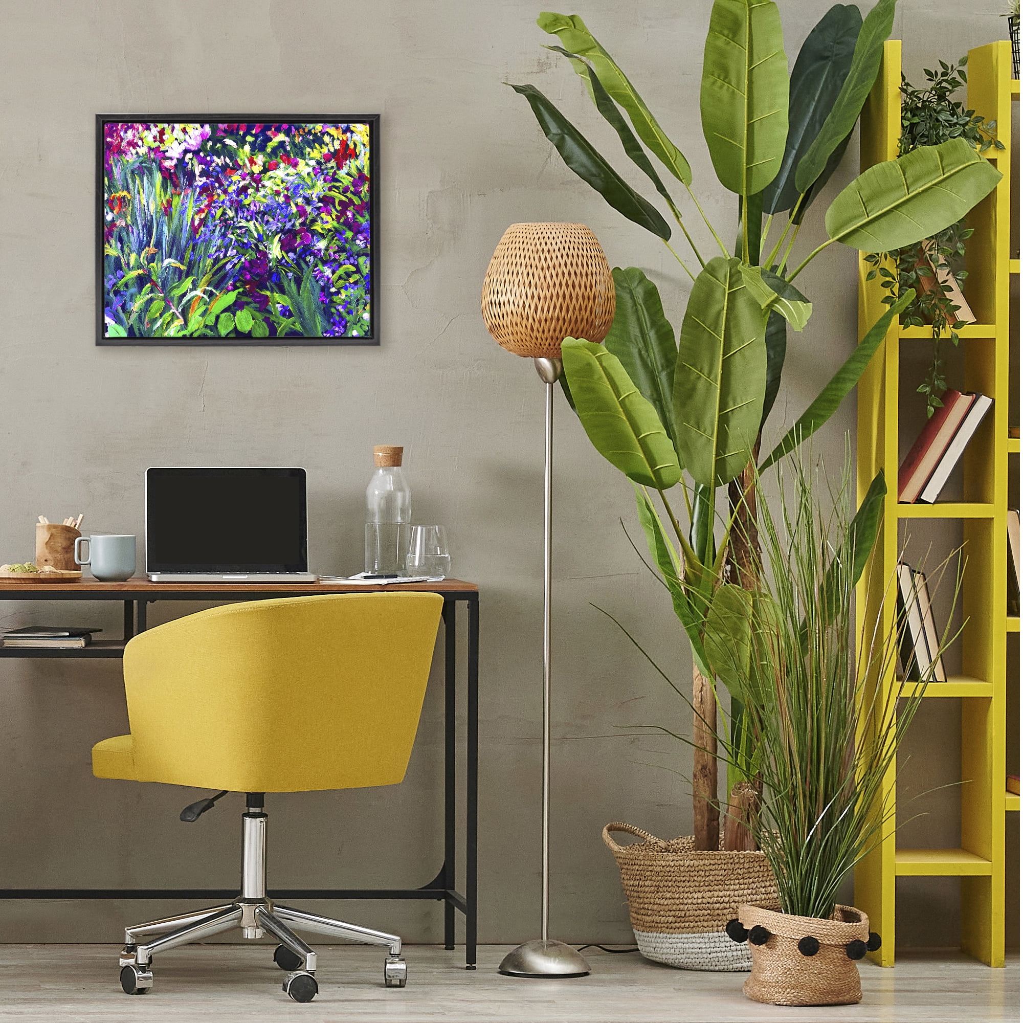Stupell Industries Vibrant Confetti Garden Black Framed Floater Canvas Wall Art, design by Lee Ann Zirbes