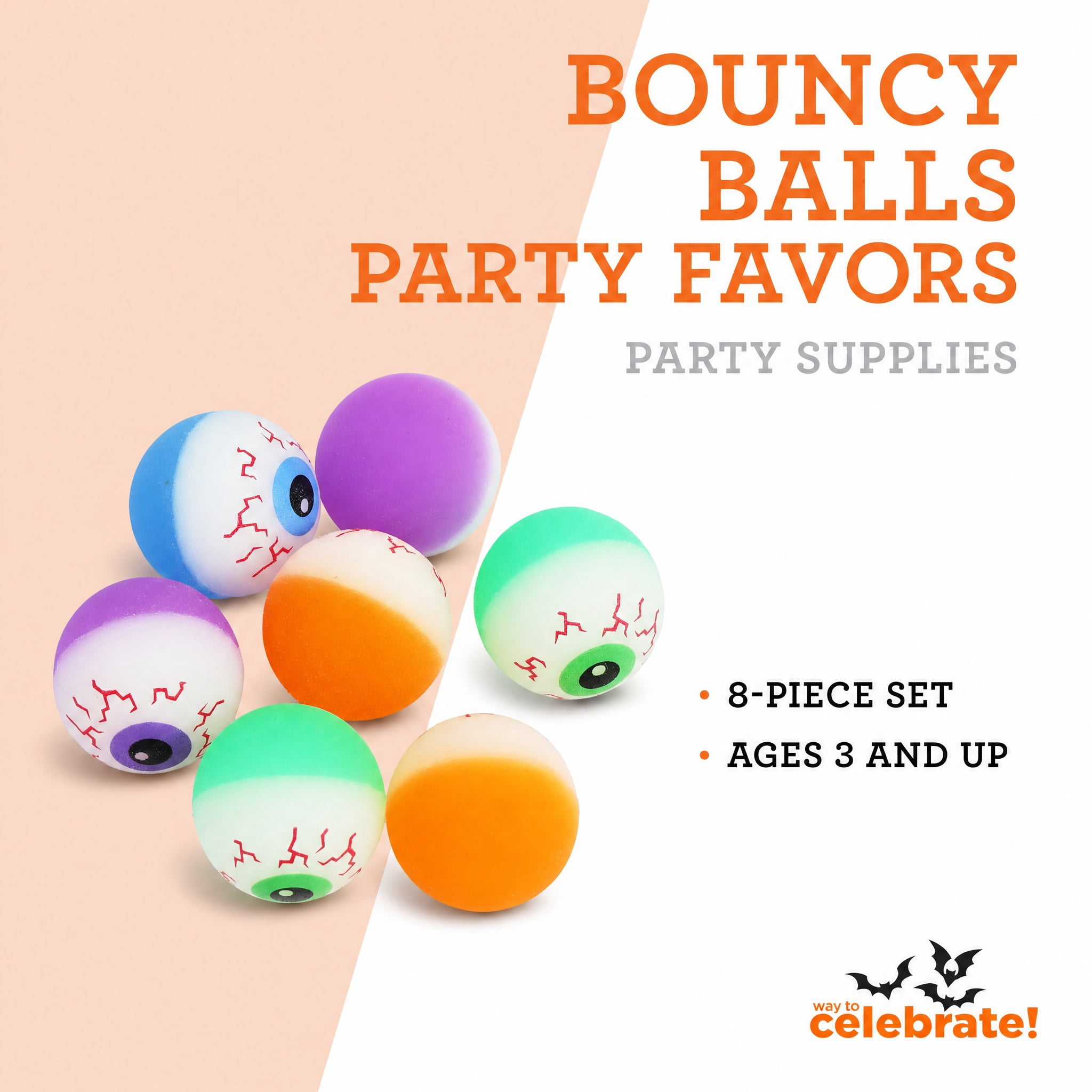 Bouncy Balls Party Favors, Multicolor, 8 Count, Halloween by Way To Celebrate