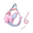 thumbnail image 2 of Extra Large Size, 2 Count Checkered Bowknot Dog Harness And Leash Set, No Pull Explosion Proof Escape Proof Breathable Adjustable Walking Vest Harness For Outdoor Training Walking, 2 of 4
