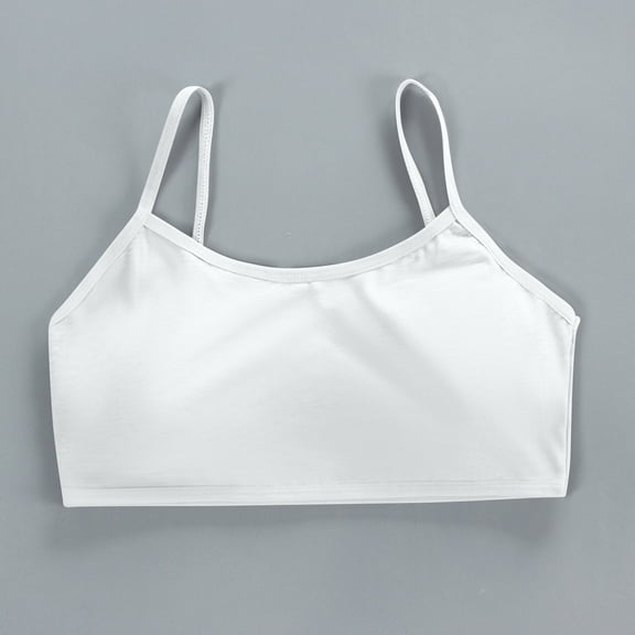 Lumtrix Girls Training Bra Elastic Spaghetti Straps Padded Bras Solid Color Camisoles White One Size