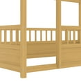 thumbnail image 6 of Twin Size Natural Wood Floor Bed Frame w/ House Roof, Fence Guardrails - Bedroom Furniture, Pine Wood, Easy Assembly, American Design, 6 of 10