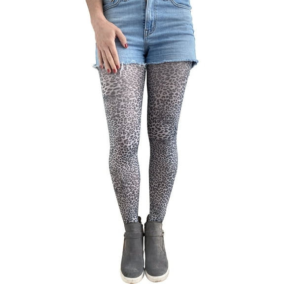 White Petite Leopard Patterned tights for Women Malka Chic