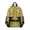thumbnail image 3 of Sunflower and Bee Green Pattern Cute School Backpack Bag for School with Padded Back and Adjustable Shoulder Straps 15.25"x11.5"x5.25", 3 of 5