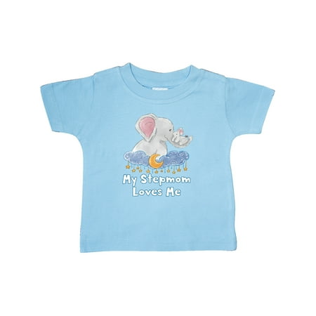 

Inktastic My Stepmom Loves Me Cute Elephants Clouds Moon and Stars Gift Baby Boy or Baby Girl T-Shirt