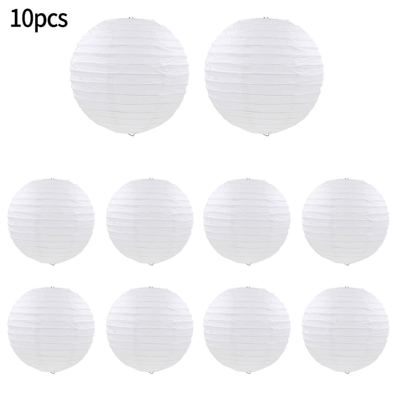 Foclover 12-Pack White Paper Lanterns – 6 Sizes (8-18 Inch) Round Hanging Decor For Weddings, Birthdays, Parties, Home