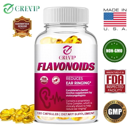 Grevip Flavonoids 1000mg - Tinnitus Relief Formula, Hearing Support, Ear Health 120 Capsules