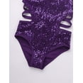 thumbnail image 7 of HULIJA Girls Sequins Sleeveless Halter Dance Ballet Leotard Gymnastics Costume Purple 10, 7 of 7