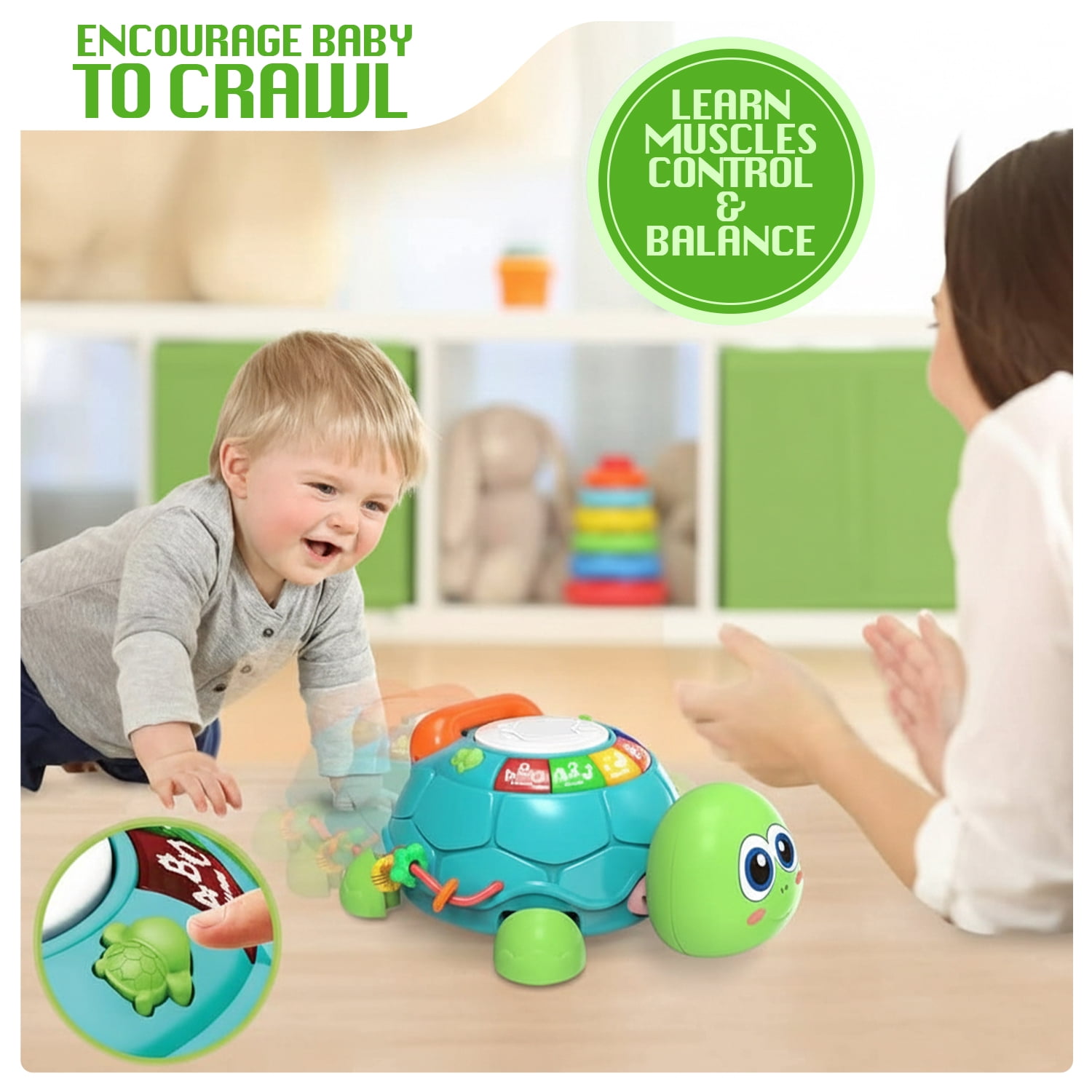 LieGorJi Baby Turtle Toys , Tummy Time Toy for 12-18 Months, Musical  Crawling Toys with Light & Sound, Birthday Gift Early Educational Toy for Baby Infant 6 7 8 9 10 Months 1 2 Year Old