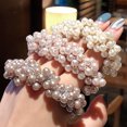 thumbnail image 3 of Yirtree Pearl Hair Ties Champagne Elastic Hair Scrunchies Stretchy Hair Bands Bead Hair Ropes Hair Accessories for Women and Girls, 3 of 8