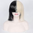 thumbnail image 2 of This Is Acting Sia Anime Cosplay Wig Synthetic Hair Women Straight Halloween Half Blonde Black Short Bob Wigs With Bangs, 2 of 3