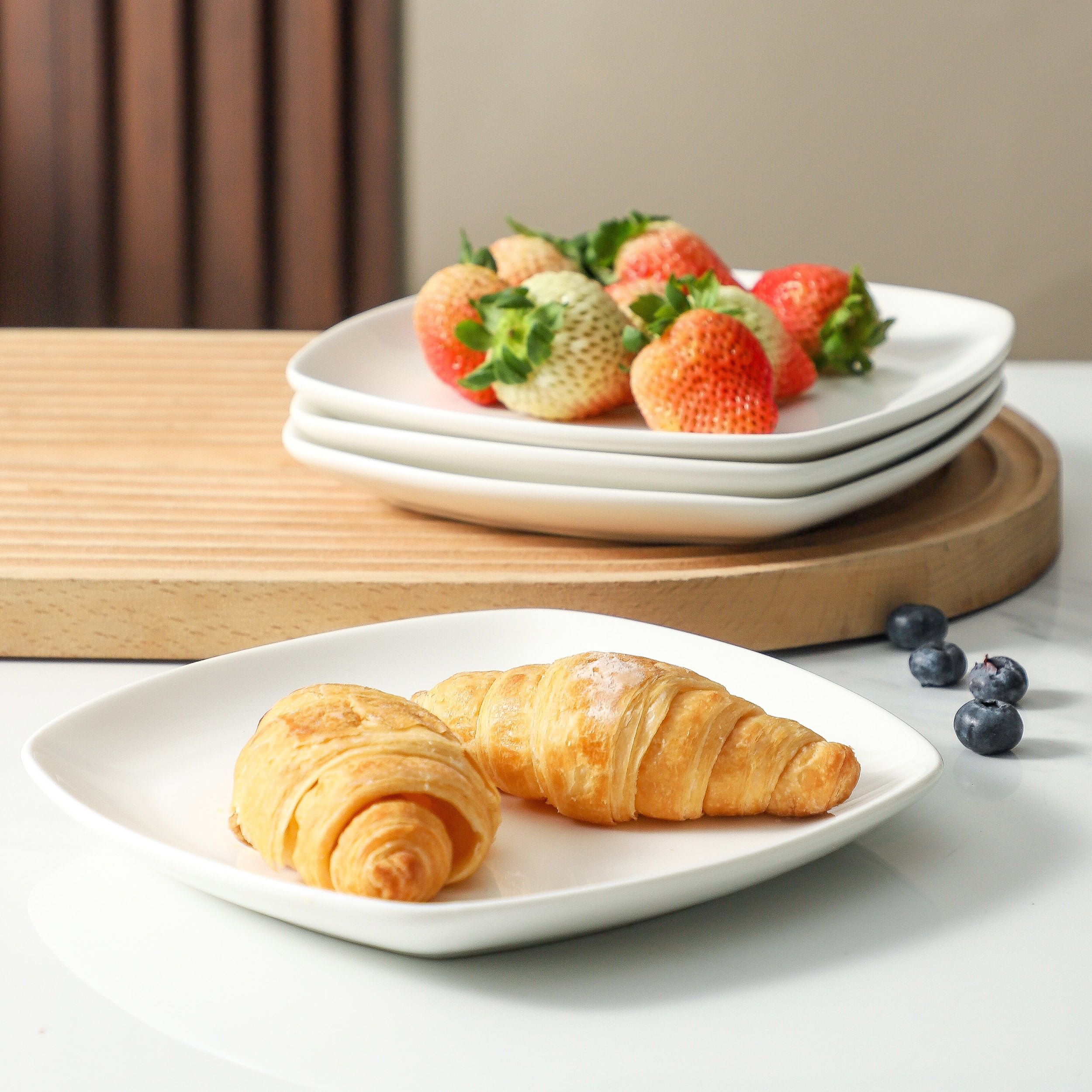 Porcelain Square Appetizer Plate,Set of 8, White inch Ceramic