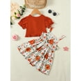thumbnail image 4 of Kucnuzki Toddler Baby Girl Clothes 4T Spring Summer Dress 5T Classic Flower Prints Ruffles Slip Dress+Short Sleeve Cardigan 2PCS Set Orange, 4 of 8