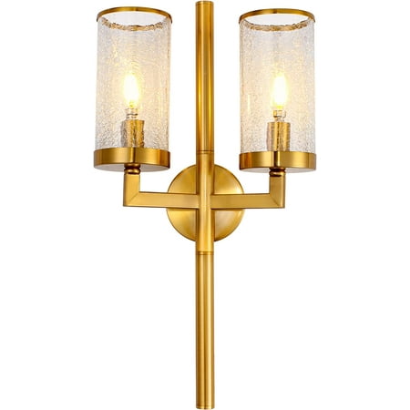 

MANXING Gold Wall Sconce Light Fixture Bathroom Sconce Indoor Wall Sconce with 3.9in Cracked Glass Modern Wall Lamp for Bathroom Bedroom Hallway Kitchen