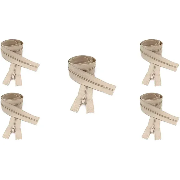 #4.5 Beige Closed Bottom Slipcover & Upholstery YKK Zipper - Color Beige #572 - Made in The United States (5 Zippers Per Pack) (42" Inches)