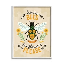 Stupell Industries Honey Bees Sunflowers Please Spring Garden Floral Phrase, 24 x 30, Designed by Louise Allen