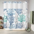 thumbnail image 6 of No Hook Shower Curtain, Blue Teal Grey Coral Coastal Shower Curtains for Bathroom with See Through Top Window, Summer Beach Nautical Ocean Waterproof & Washable Bath Curtain 66"x72", 6 of 9