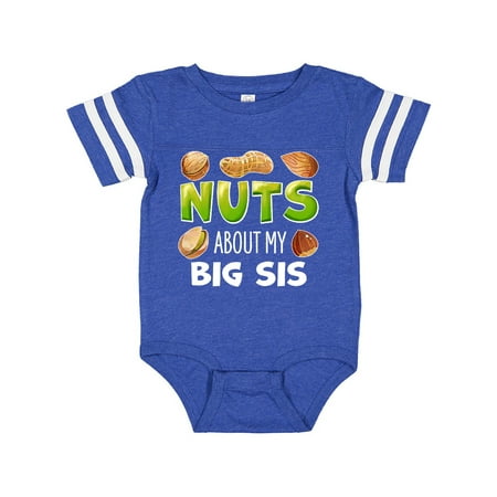 

Inktastic Nuts About My Big Sis Peanut Almond Pistachio Gift Baby Boy or Baby Girl Bodysuit