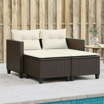 vidaXL Patio Sofa 2-Seater with Stools Brown Poly Rattan