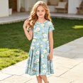 thumbnail image 4 of Abcomgle Summer Dresses for Girls 7-8 Casual A-Line Short Sleeve Tank Dresses Floral Print Summer Crew Neck Swing Sundresses with Pockets for 4-14t Kids, 4 of 5