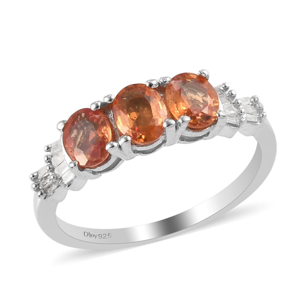 TVS-JEWELS Attractive Orange Sapphire Engagement Ring in Black Rhodium Plated 925 Sterling Silver 6 