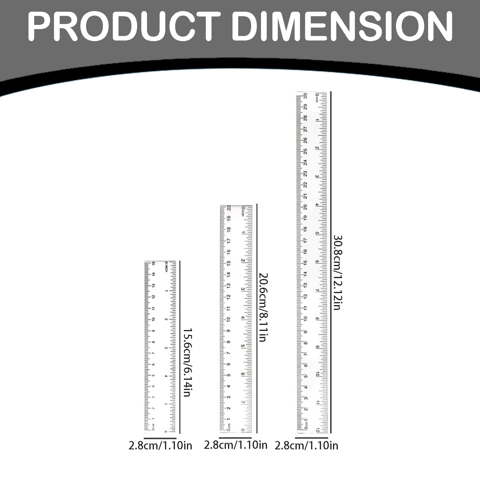 Dual Scale Ruler 4-Pack 30cm Clear Plastic Rulers - Dual Scale (Metric ...