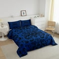 thumbnail image 3 of Gothic Damask Bedding Comforter Sets Black Blue Victorian Baroque Floral Queen Comforter Set Adults Men Bohemian Exotic Goth Bedding Set Vintage Boho Flower Bed Set, 3 of 7