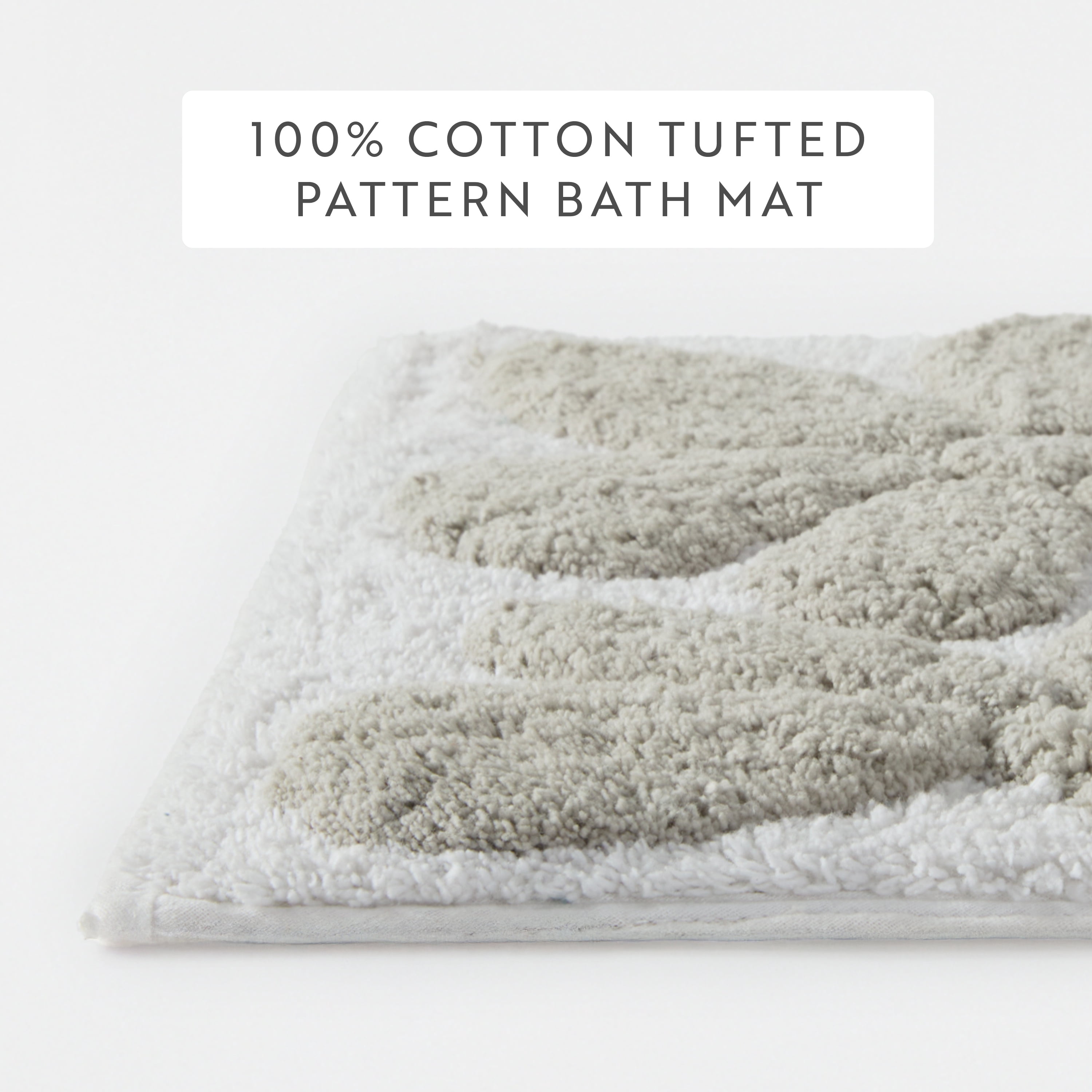 100% Cotton Floral Patterned Bath Mat by Comfort Canopy, Light Gray Floral, 24" x 17"