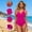 Hot Pink, variant on Womens One Piece Tummy Control Swimsuit Slimming Solid Color Backless Bathing Suit Retro Swimwear with Adjustable Strap