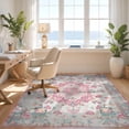thumbnail image 3 of Design&I 5'x7' Washable Area Rug Vintage Floral Distressed Symmetrical Petal Design Decorative for Small Living Room, Bedroom, Sleek Flatweave Pet Friendly & Non-Slip, 3 of 7