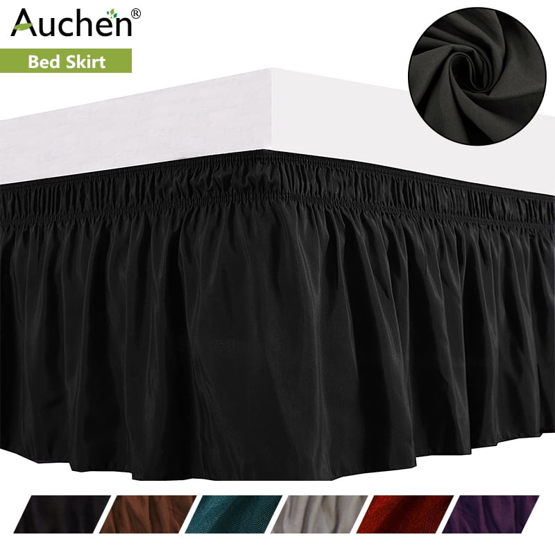 Bed Skirt, AUCHEN Elastic Dust Ruffle Bedskirt, Super Silky Washable