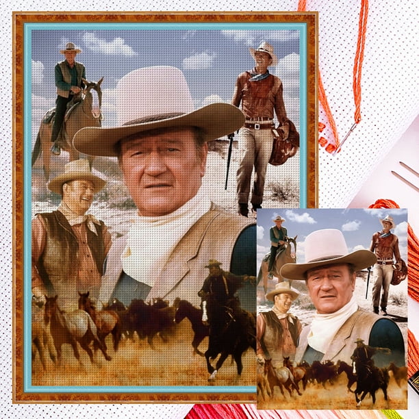 Hilo Algodón Bordado Punto Cruz Del Actor John Wayne 11CT 40x55cm