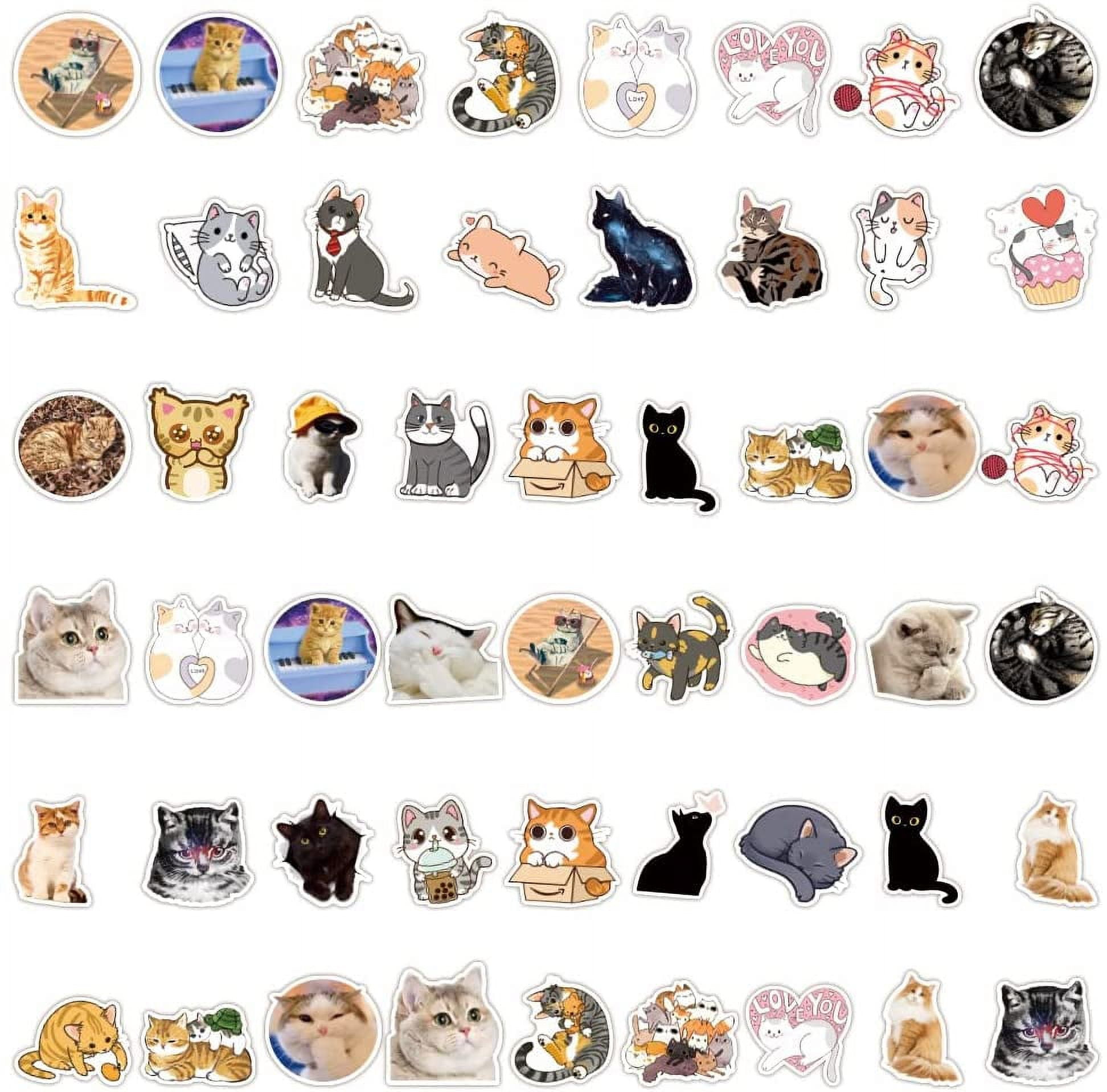 AURORA TRADE 100pcs Cute Cat Stickers for Water Bottle,Vinyl Waterproof Stickers  Decals Laptop Scrapbook Bicycle Ipad Phone, Cat Gifts Merchandise Stuff  Things 