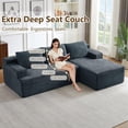 thumbnail image 4 of 96" Boneless Cloud Couch with Chaise, Modular Sectional Sofa for Living Room, No Assembly Required, Deep Seat Corduroy Couch, Dray Gray, 4 of 8
