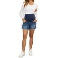thumbnail image 2 of INSPIRE CHIC Women's Maternity Denim Shorts Over Belly High Elasticity 2026 Summer Casual Workout with Pockets Jeans Pregnancy Shorts S Blue, 2 of 6