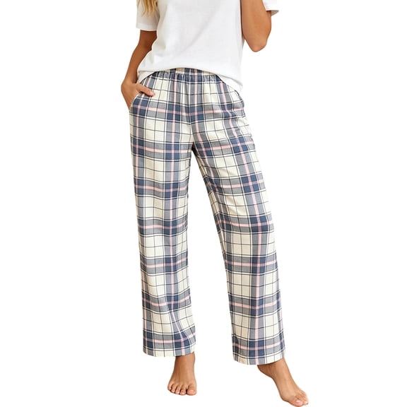 Aloohaidyvio Womens Plaid Pajamas Pants with Pockets Lounge Wide Leg Pj Pants, Soft Casual Pants Lounge for Sleep,Pajama Bottoms