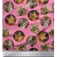 thumbnail image 1 of Soimoi Polyester Crepe Fabric Cat Face Animal Decor Fabric Printed Yard 52 Inch Wide, 1 of 3