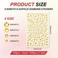 thumbnail image 2 of Uxcell 1045 Pcs Pegatinas de Diamante Acrílico, 4 Tamaños 3/4/5/6 mm Strass Autoadhesivos para Arte de Uñas y Decoración, Amarillo dorado, 2 of 6