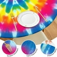 thumbnail image 4 of Colorful Rainbow Tie Dye Spiral Pattern Round Fitted Tablecloth with Elastic Edge,Dining Table Cover Waterproof,Outdoor Round Tablecloth for Camping,Dining,Indoor and Outdoor, 4 of 7