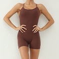 thumbnail image 4 of Miluxas Womens Jumpsuits Unitard Bodysuits One Piece Shorts Rompers Yoga Sleeveless Backless Bodycon Outfits Coffee 6(M), 4 of 7