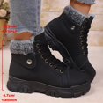 thumbnail image 5 of XIMIN Women's PU Leather Combat Boots Solid Color High Top Non-slip and Wear-Resistant Thickened Warm Outdoor Snow Boots Comfortable Hiking Boots, 5 of 8
