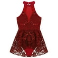 thumbnail image 3 of Alvivi Kids Girls Lace Sequin Dance Dress Halter Sleeveless Leotard Ballet Dancewear, 3 of 7