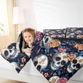 thumbnail image 3 of Castle Fairy Gothic Ornate Sugar Skull 7-Piece Twin Bedding,Rose Floral Pattern Bedding Comforter Set,Blue Pink Orange,Black Reversible, 3 of 7