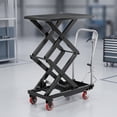 thumbnail image 3 of Chariot à Ciseaux Hydraulique 330/770 Lb, Plateforme Mobile Robuste Réglable de 14 à 50 Pouces avec Surface Antidérapante et Roues Verrouillables, Atelier Entrepôt, Noir/orange+noir, 3 of 7