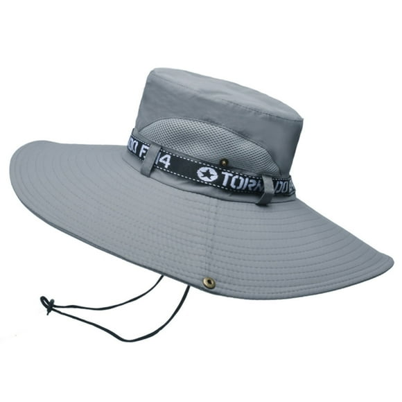 Sombrero de pesca transpirable de algodón y poliéster, sombrero de ala grande para el sol para hombre, verano, escalada de montaña, gris claro
