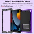 thumbnail image 2 of ELEHOLD Hybrid Rugged Case for iPad 9th/8th/7th Gen 10.2 2021/2020/2019, Heavy Duty Shockproof Case with Hidden Foldable Kickstand Adjustable Crossbody Shoulder Strap Pencil Holder,Purple, 2 of 7