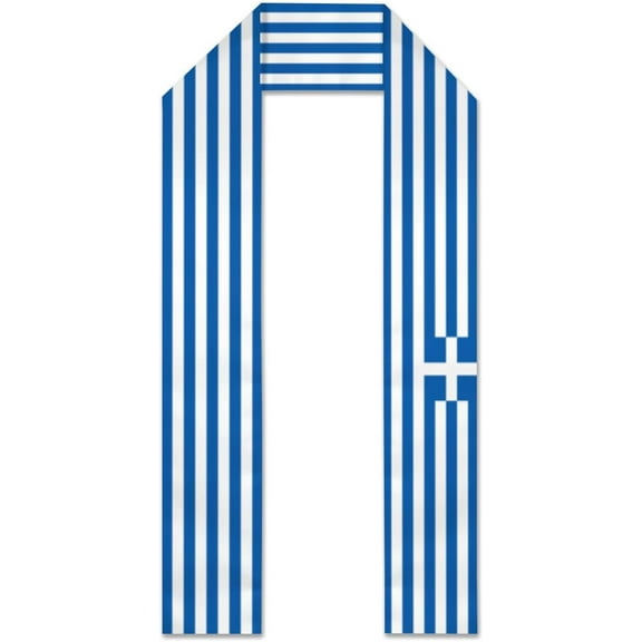 Greece Greek Flag Graduation Stole Graduate Shawl Sash Scraf Gift For Abroad Student International Study (Square)