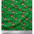 thumbnail image 1 of Soimoi Green Modal Satin Fabric Musical Notes,Dot & Goggles Fashion Printed Craft Fabric by the Yard 42 Inch Wide, 1 of 3
