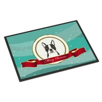Boston Terrier Merry Christmas Door Mat
