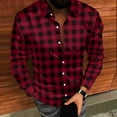 thumbnail image 4 of FDGIU Men's Fall Flannel Shirt - Button Down Plaid, Slim Fit Cozy Long Sleeve Fall Winter Layering Piece with Pocket, 4 of 7